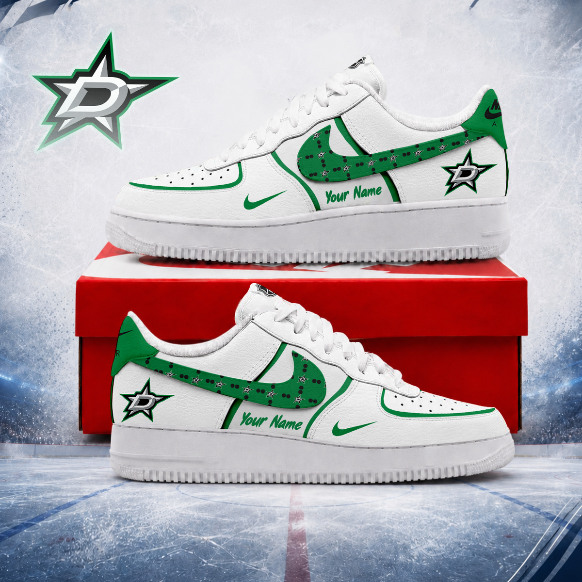 LIMITED EDITION - NEW CUSTOMIZED NHL15 DLS DALLAS STARS AF1 SHOES