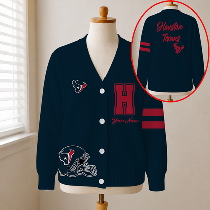 EXCLUSIVE EDITION - NEW CUSTOMIZED NFL15 HTT HOUSTON TEXANS CARDIGAN