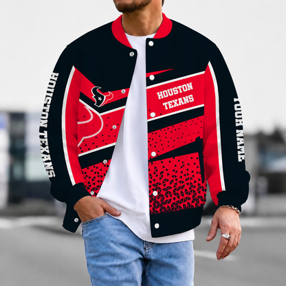 LIMITED EDITION - NEW CUSTOMIZED NFL15 HTT HOUSTON TEXANS SATIN VARSITY & BASEBALL JACKET