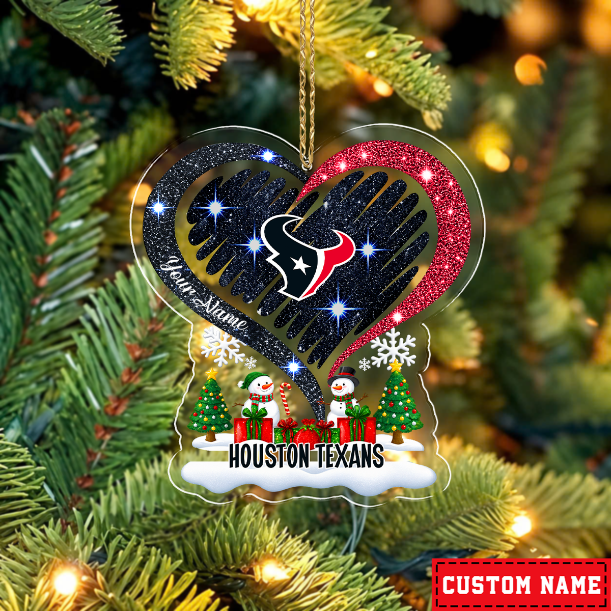 LIMITED EDITION - NEW CUSTOMIZED NFL15 HTT HOUSTON TEXANS CHRISTMAS ACRYLIC ORNAMENT