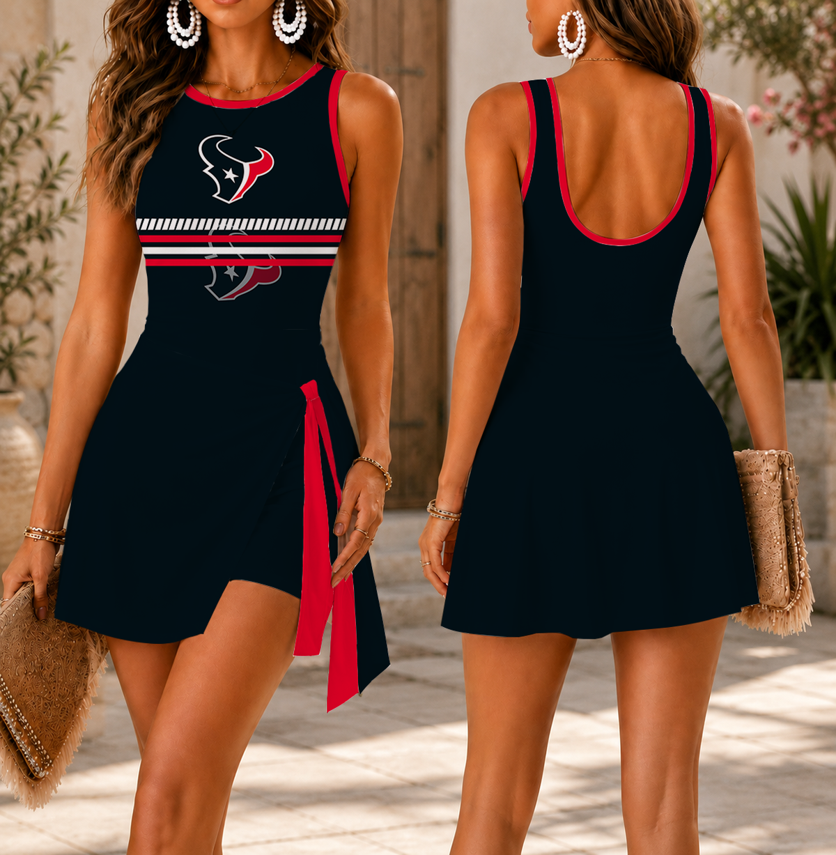 LIMITED EDITION - NEW CUSTOMIZED NFL15 HTT HOUSTON TEXANS WOMEN'S SUMMER SKORT DRESS