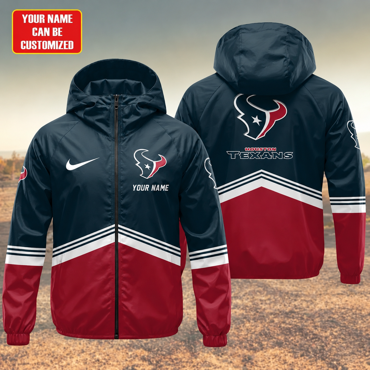 LIMITED EDITION - NEW CUSTOMIZED NFL15 HTT HOUSTON TEXANS UNISEX WINDBREAKER JACKET