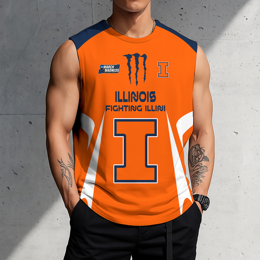 ACTIVE OFFER - NEW CUSTOMIZED | NCAA MAM15 IFI IL FIGHTING ILLINI MEN'S GYM SHIRT