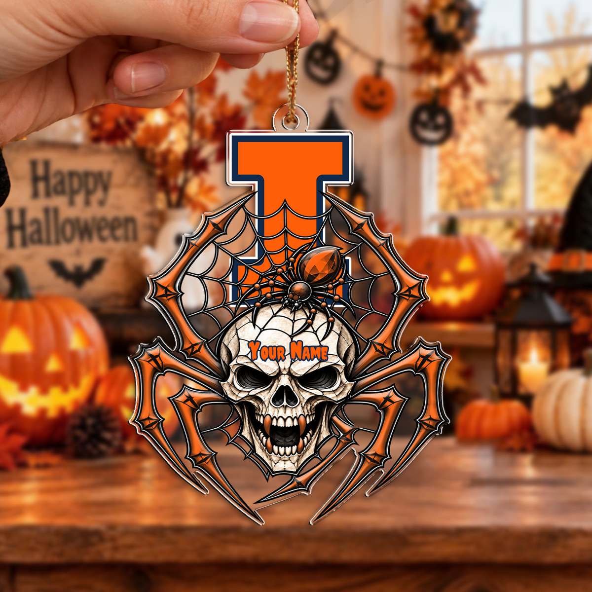 FINAL SALE - NEW CUSTOMIZED NCAA MAM15 IFI ILLINOIS FIGHTING ILLINI HALLOWEEN ACRYLIC ORNAMENT