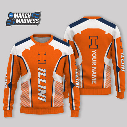 LIMITED EDITION - NEW CUSTOMIZED NCAA MAM15 IFI ILLINOIS FIGHTING ILLINI UGLY SWEATER