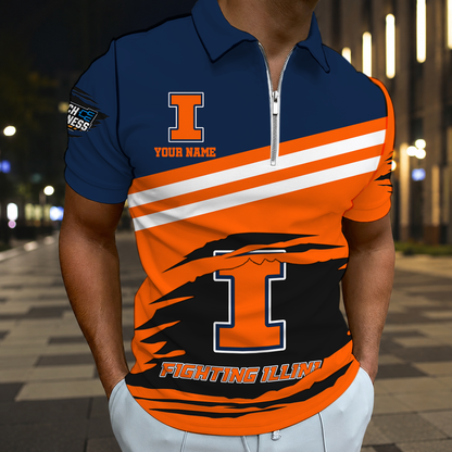 EXCLUSIVE EDITION - NEW CUSTOMIZED NCAA MAM15 IFI ILLINOIS FIGHTING ILLINI T-SHIRT, POLO SHIRT, ZIP POLO SHIRT, SWEATSHIRT, HOODIE & ZIP HOODIE
