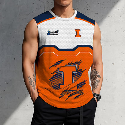 LIMITED EDITION - NEW CUSTOMIZED NCAA MAM15 IFI ILLINOIS FIGHTING ILLINI MEN'S GYM SHIRT