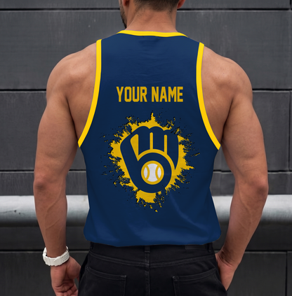 FINAL SALE - NEW CUSTOMIZED MLB15 MILWAUKEE BREWERS UNISEX TANK TOP