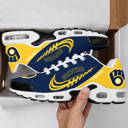 VIRAL EDITION - NEW CUSTOMIZED MLB15 MBS MILWAUKEE BREWERS AIR MAX PLUS SNEAKERS