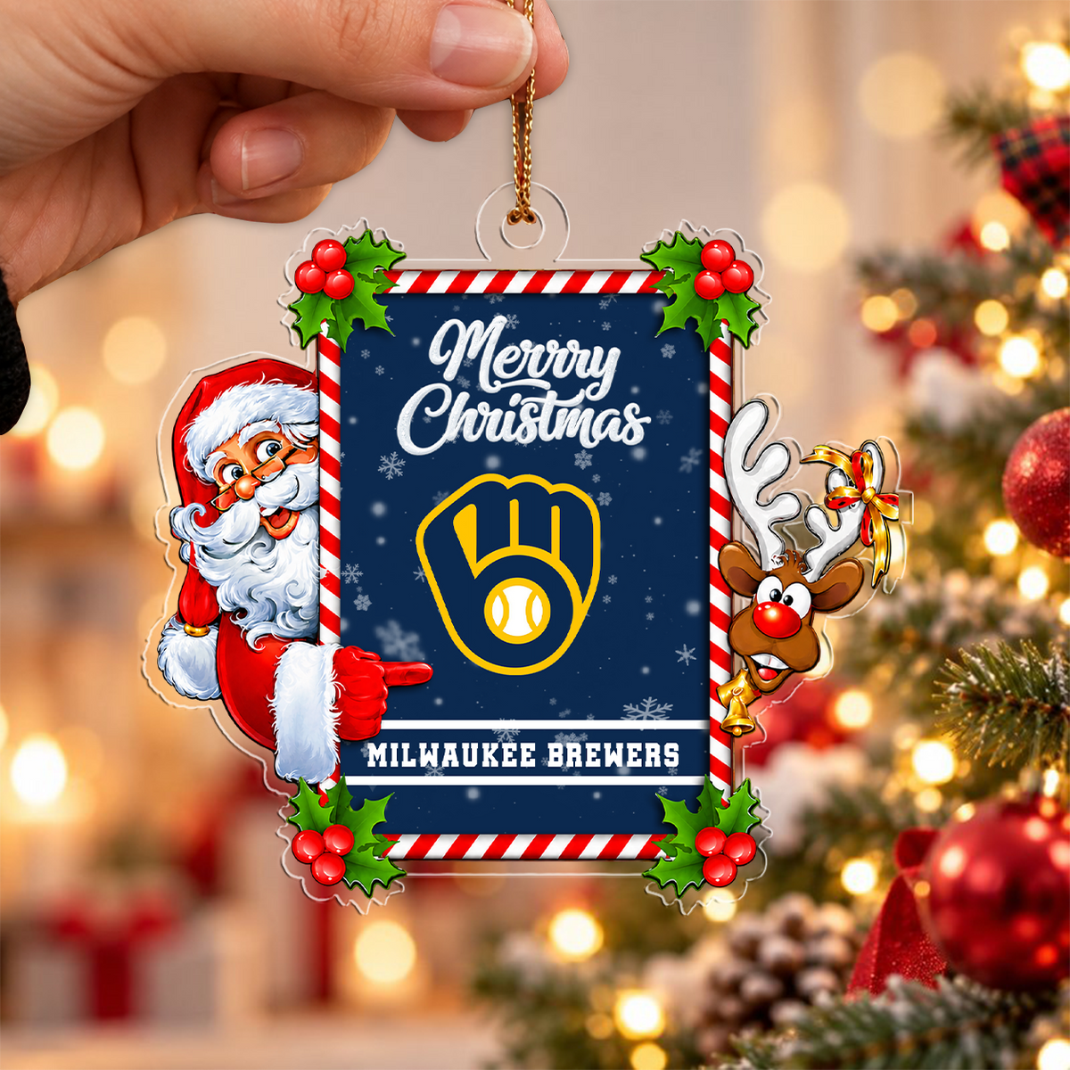 VIRAL EDITION - NEW CUSTOMIZED MLB15 MBS MILWAUKEE BREWERS CHRISTMAS ACRYLIC ORNAMENT