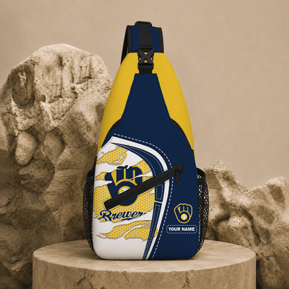 EXCLUSIVE EDITION - NEW CUSTOMIZED MLB15 MBS MILWAUKEE BREWERS SLING BAG