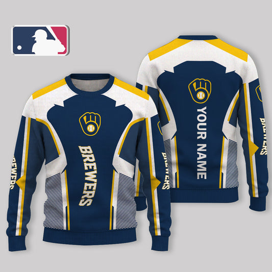 LIMITED EDITION - NEW CUSTOMIZED MLB15 MBS MILWAUKEE BREWERS UGLY SWEATER
