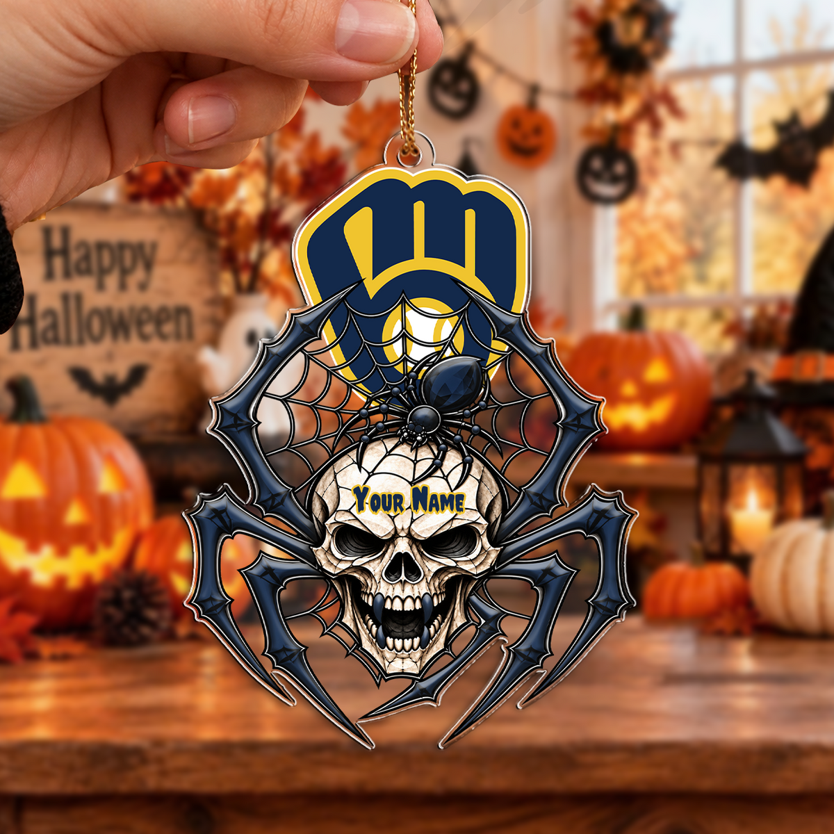 FINAL SALE - NEW CUSTOMIZED MLB15 MBS MILWAUKEE BREWERS HALLOWEEN ACRYLIC ORNAMENT