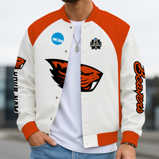 LIMITED DROP - NEW CUSTOMIZED|NCAA CWS15 OGB OG BEAVERS BASEBALL JACKET, SATIN VARSITY JACKET