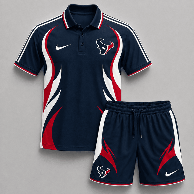 EXCLUSIVE EDITION - NEW CUSTOMIZED | NFL15 HTT HOUSTON TEXANS POLO SHIRT & SHORT PANTS SET