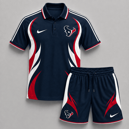 EXCLUSIVE EDITION - NEW CUSTOMIZED | NFL15 HTT HOUSTON TEXANS POLO SHIRT & SHORT PANTS SET
