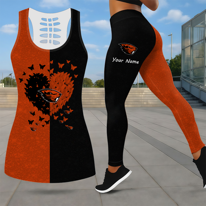 LIMITED EDITION - NEW CUSTOMIZED NCAA CWS15 OGB OREGON STATE BEAVERS LEGGINGS & HOLLOW TANK TOP SET