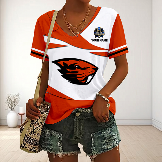 VIRAL EDITON - NEW CUSTOMIZED CWS NCAA15 OGB OG BEAVERS V-NECK FEMALE SHIRT
