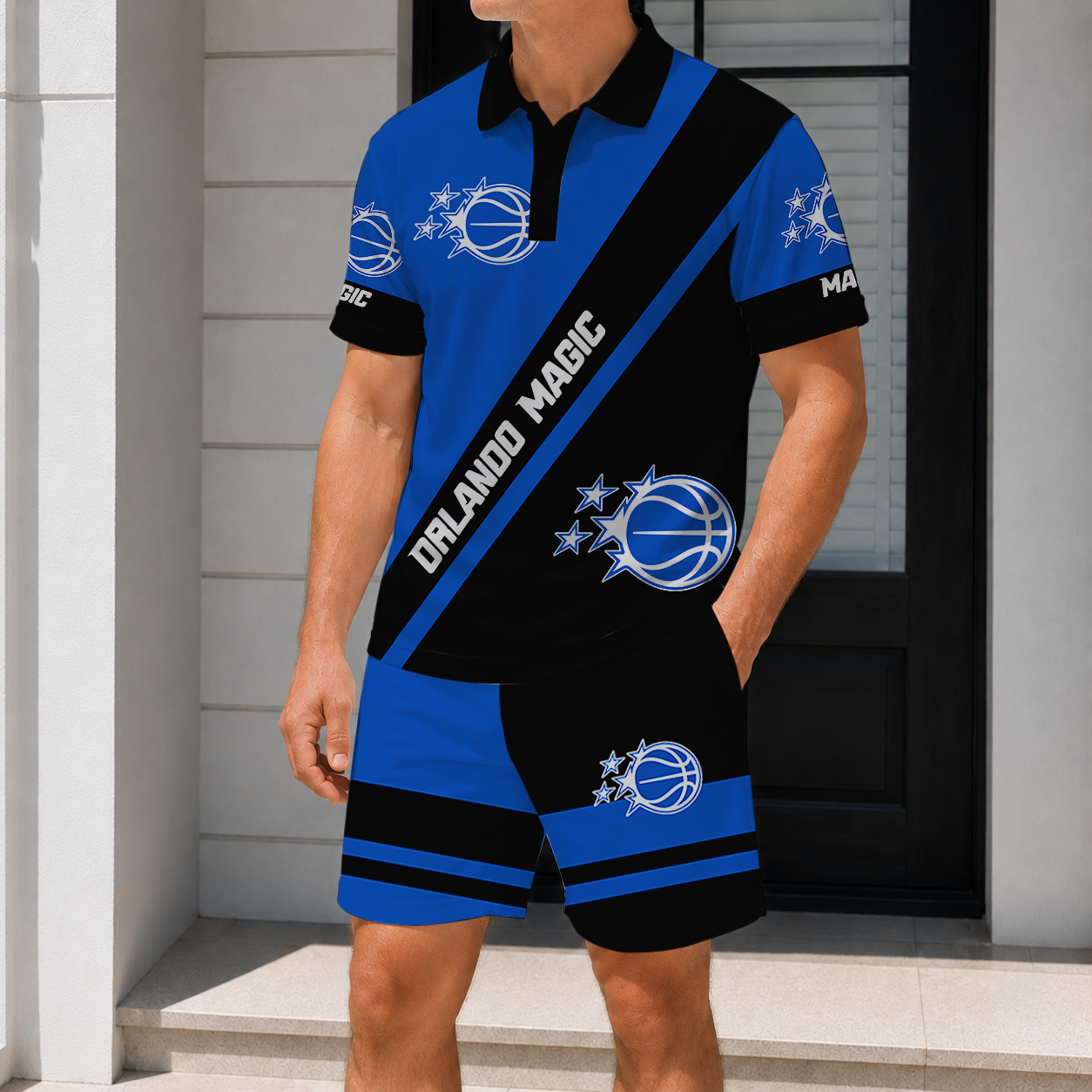 FINAL SALE - NEW CUSTOMIZED NBA15 OMA ORLANDO MAGIC POLO SHIRT & SHORT PANTS SET