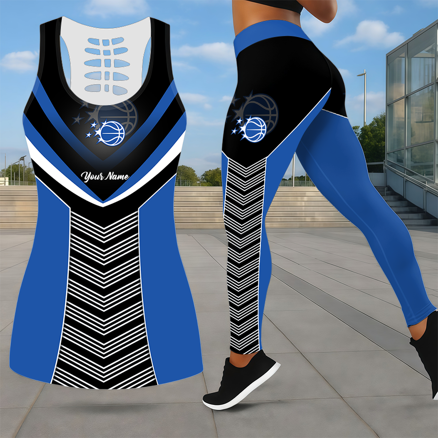 LIMITED EDITION - NEW CUSTOMIZED NBA15 OMA ORLANDO MAGIC LEGGINGS & HOLLOW TANK TOP SET