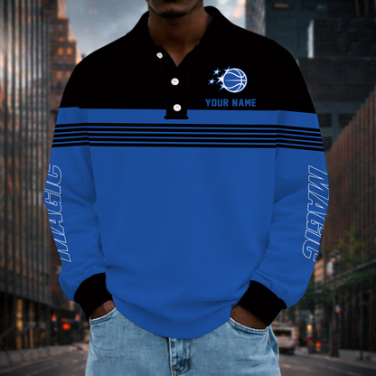 VIRAL EDITION - NEW CUSTOMIZED NBA15 OMA ORLANDO MAGIC MEN LONG SLEEVE POLO