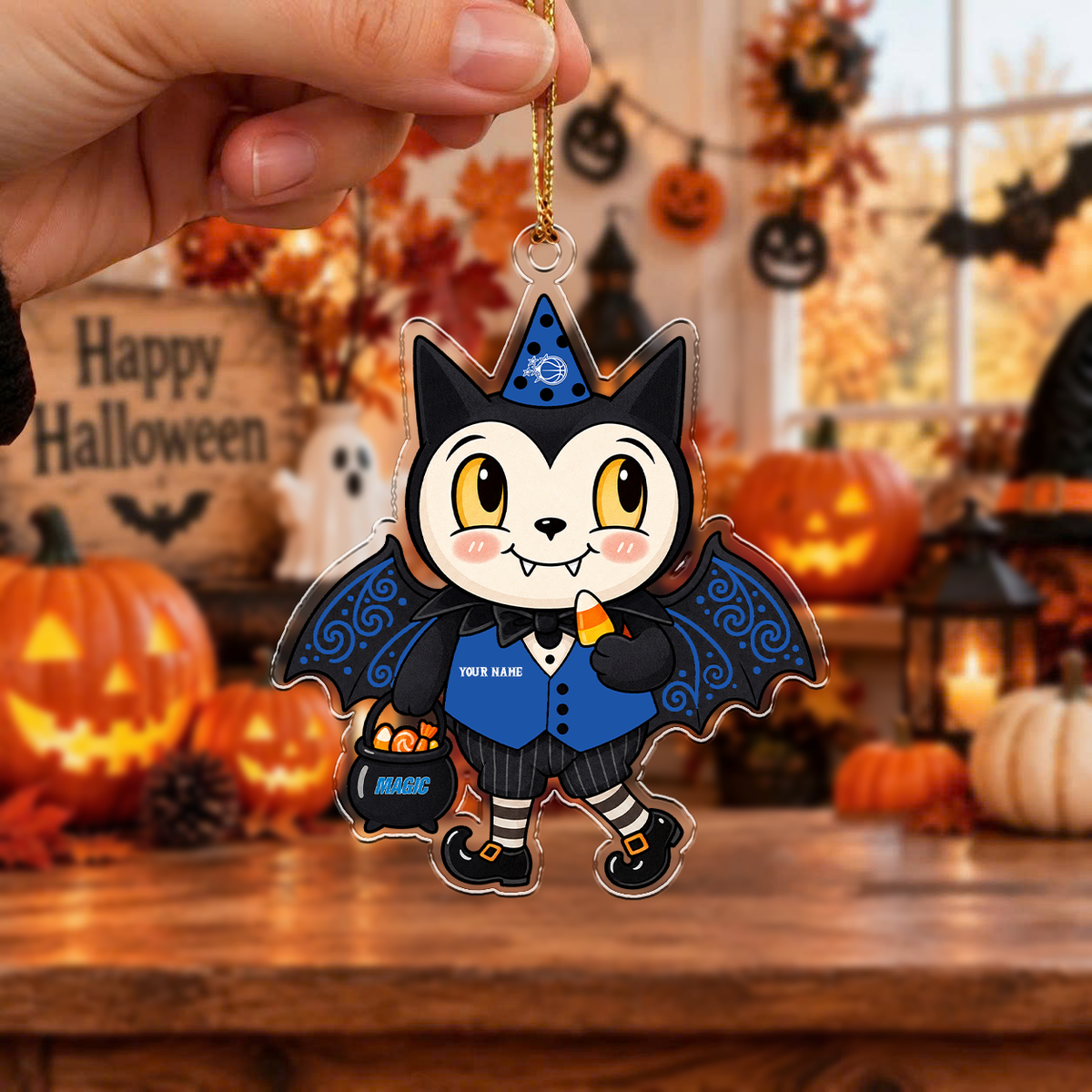 SPECIAL  EDITION - NEW CUSTOMIZED NBA15 OMA ORLANDO MAGIC HALLOWEEN ACRYLIC ORNAMENT