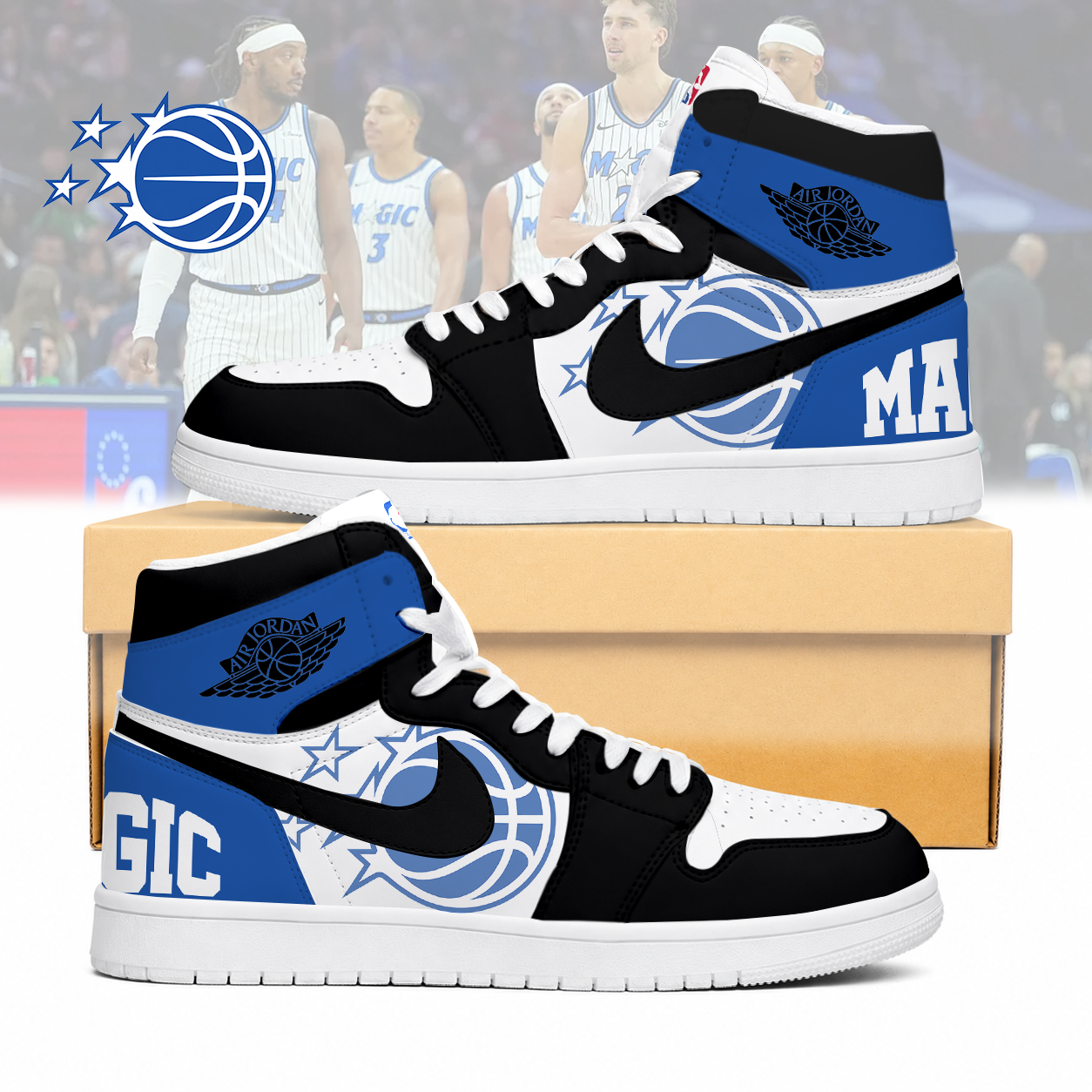 FINAL SALE - NEW CUSTOMIZED NBA15 OMA ORLANDO MAGIC AIR JORDAN SNEAKERS