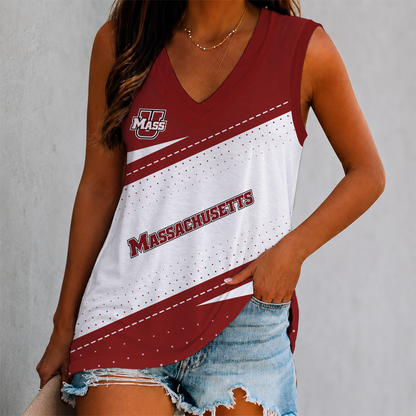 ELITE EDITION - NEW CUSTOMIZED NCAA CFH15 UMM UMASS MINUTEWOMEN WOMEN'S V-NECK TANK TOP
