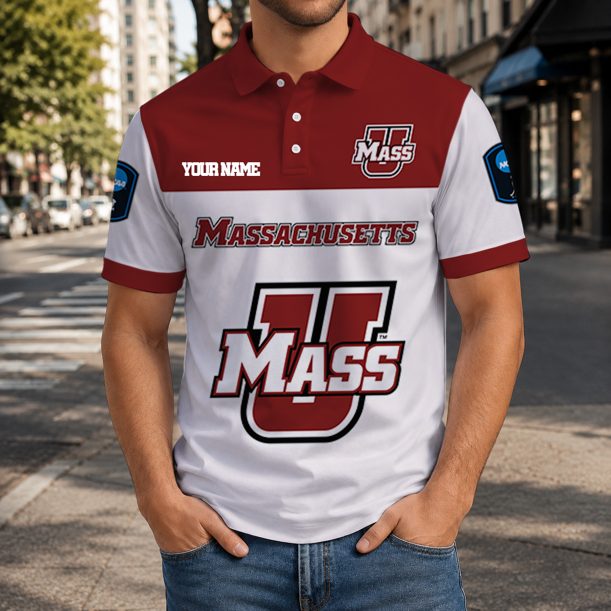 VIRAL EDITION - NEW CUSTOMIZED NCAA CFH15 UMM UMASS MINUTEWOMEN POLO SHIRT, ZIP POLO SHIRT & T-SHIRTS