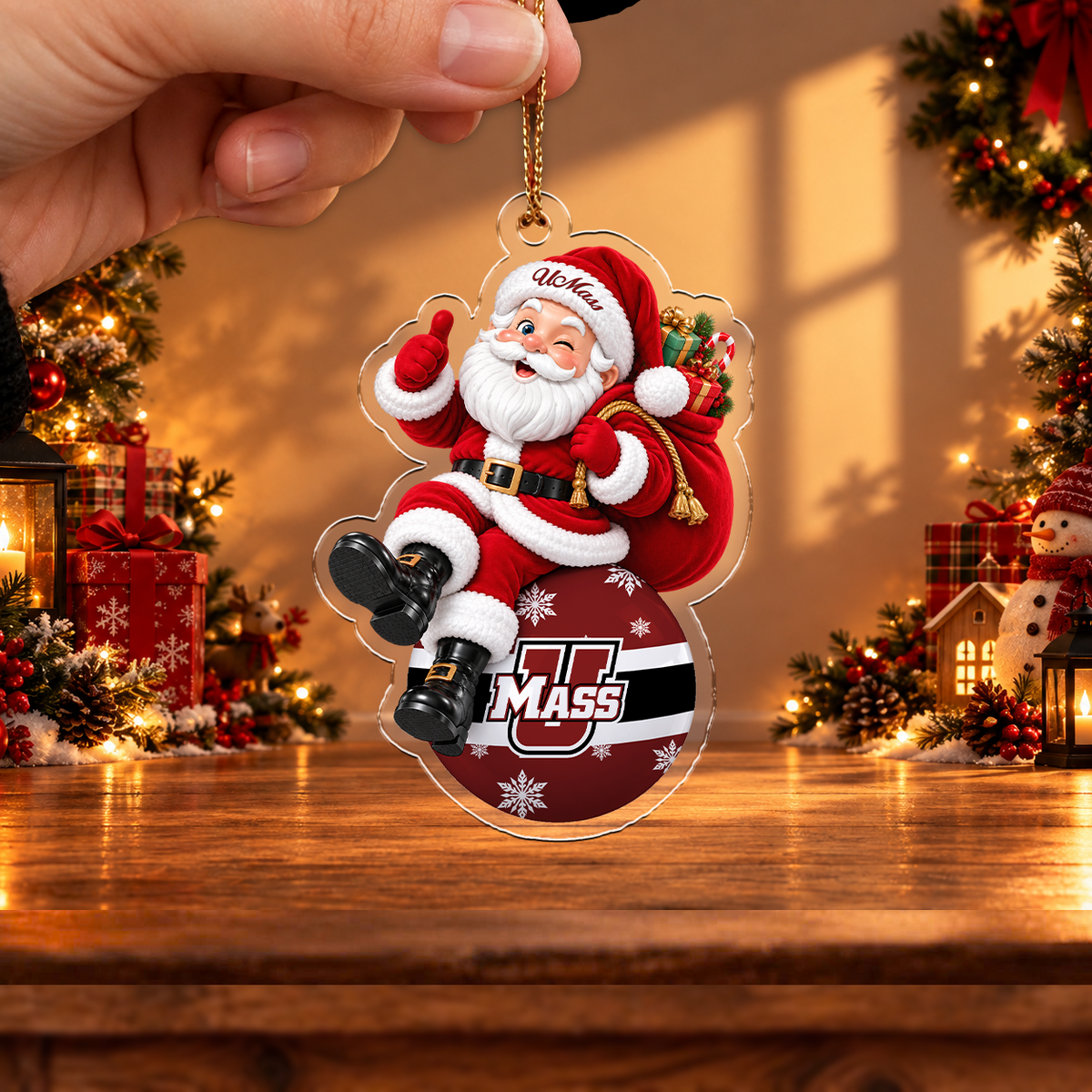 FLASH SALE - NEW CUSTOMIZED NCAA CFH15 UMM UMASS MINUTEWOMEN CHRISTMAS ACRYLIC ORNAMENT