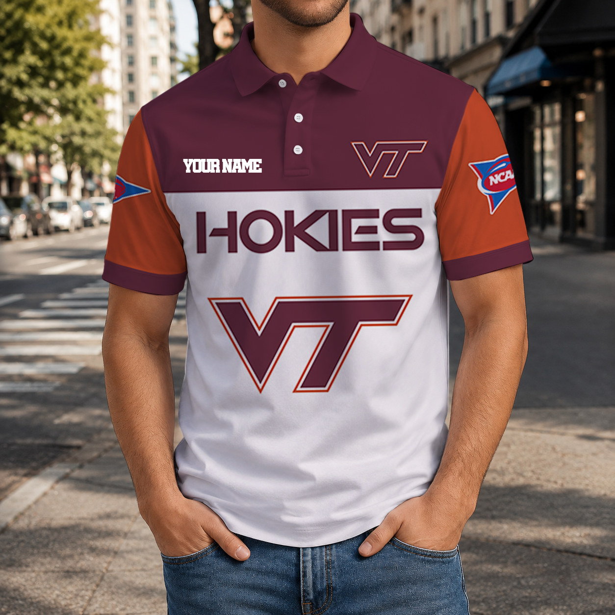 ELITE EDITION- NEW CUSTOMIZED NCAA FBS15 VTH VIRGINIA TECH HOKIES POLO SHIRT, ZIP POLO SHIRT & T-SHIRTS