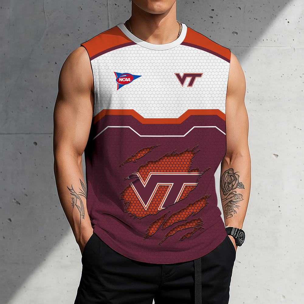 LIMITED EDITION - NEW CUSTOMIZED NCAA FBS15 VTH VIRGINIA TECH HOKIES MEN'S GYM SHIRT