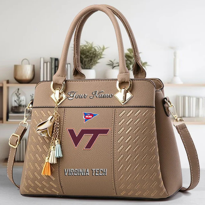 LIMITED EDITION - NEW CUSTOMIZED NCAA FBS15 VTH VG TECH HOKIES ZIP HANDBAG MULTICOLOR