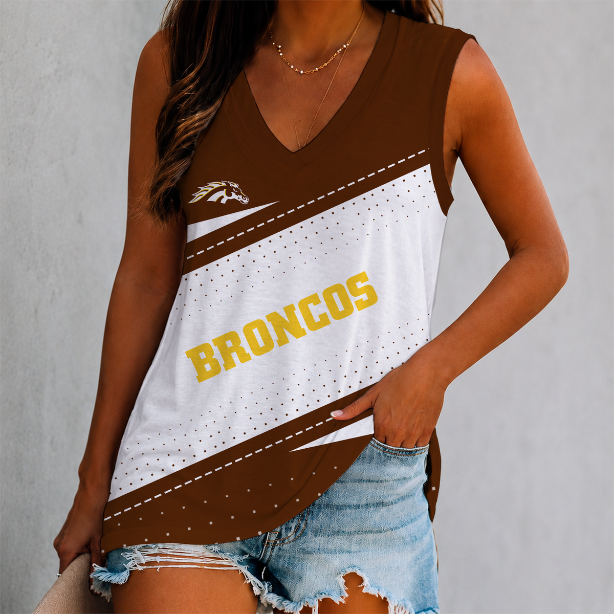 VIRAL EDITION - NEW CUSTOMIZED NCAA MFF15 WMB WESTERN MICHIGAN BRONCOS WOMEN'S V-NECK TANK TOP