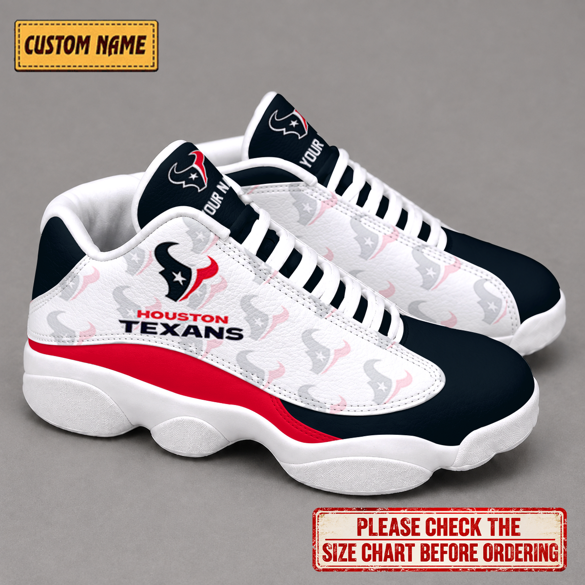 LIMITED EDITION - NEW CUSTOMIZED NFL15 HTT HOUSTON TEXANS AIR JORDAN 13 LOW TOP SNEAKER