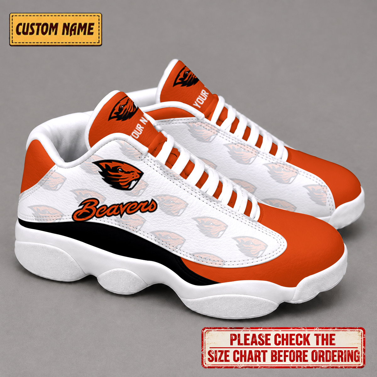 LIMITED EDITION - NEW CUSTOMIZED NCAA CWS15 OGB OREGON STATE BEAVERS AIR JORDAN 13 LOW TOP SNEAKER
