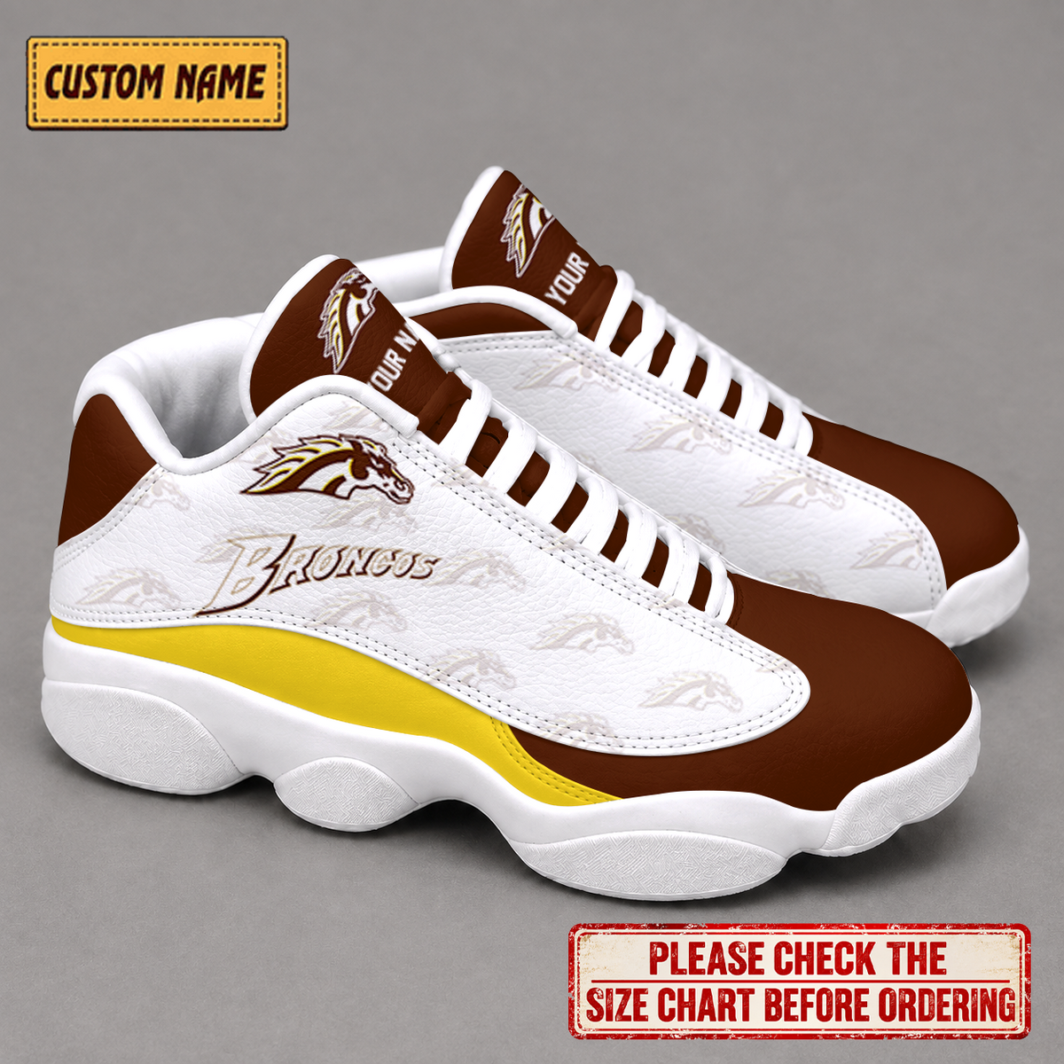 LIMITED EDITION - NEW CUSTOMIZED NCAA MFF15 WMB WESTERN MICHIGAN BRONCOS AIR JORDAN 13 LOW TOP SNEAKER