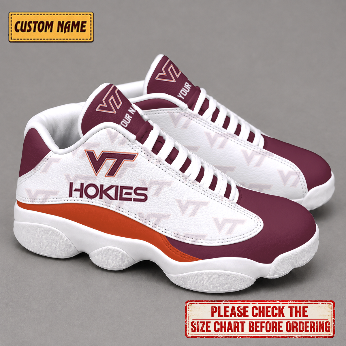 LIMITED EDITION - NEW CUSTOMIZED NCAA FBS15 VTH VIRGINIA TECH HOKIES AIR JORDAN 13 LOW TOP SNEAKER