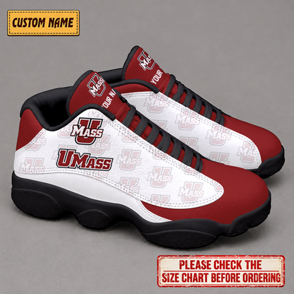 LIMITED EDITION - NEW CUSTOMIZED NCAA CFH15 UMM UMASS MINUTEWOMEN AIR JORDAN 13 LOW TOP SNEAKER