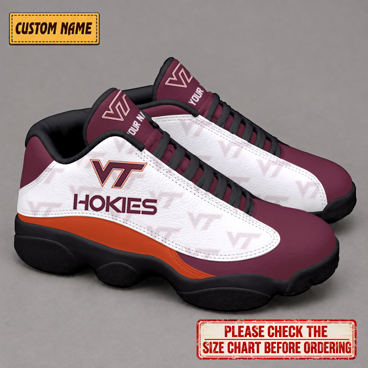 LIMITED EDITION - NEW CUSTOMIZED NCAA FBS15 VTH VIRGINIA TECH HOKIES AIR JORDAN 13 LOW TOP SNEAKER