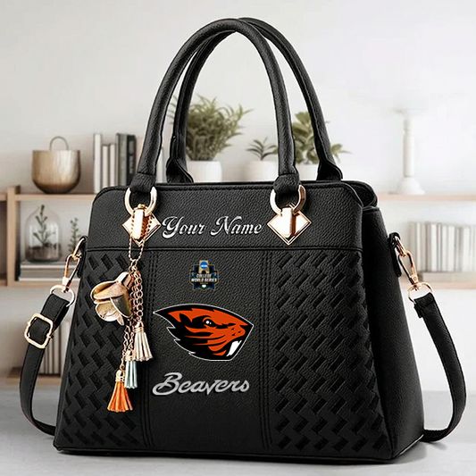 VIRAL EDITON- NEW CUSTOMIZED NCAA CWS15 OGB OG BEAVERS ZIP HANDBAG MULTICOLOR
