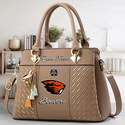 VIRAL EDITON- NEW CUSTOMIZED NCAA CWS15 OGB OG BEAVERS ZIP HANDBAG MULTICOLOR