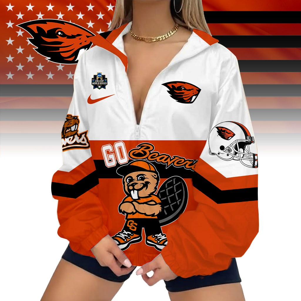 LIMITED EDITION - NEW CUSTOMIZED CWS NCAA15 OGB OG BEAVERS V-NECK ZIPPER SWEATSHIRT JACKET