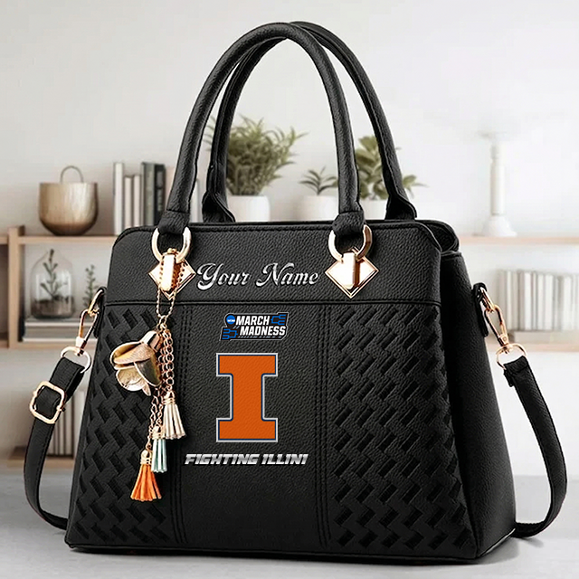 VIRAL EDITON - NEW CUSTOMIZED NCAA MAM15 IFI IL FIGHTING ILLINI ZIP HANDBAG MULTICOLOR