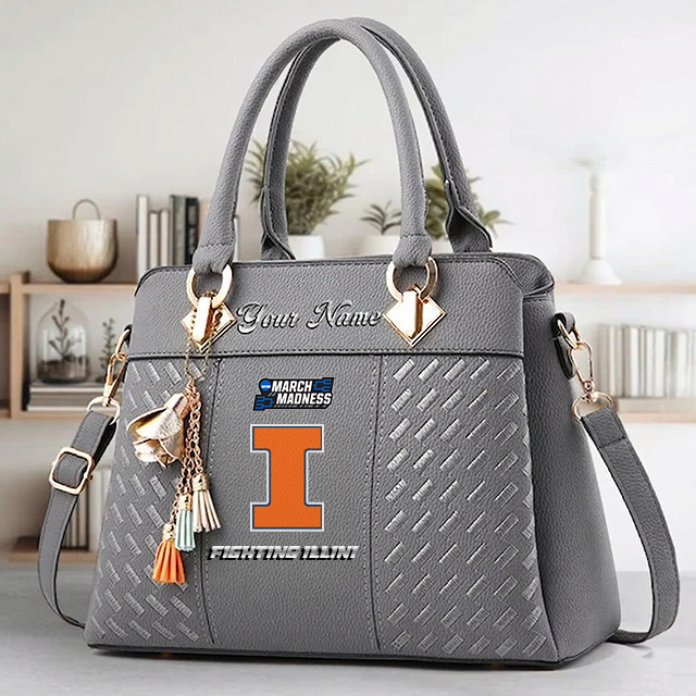 VIRAL EDITON - NEW CUSTOMIZED NCAA MAM15 IFI IL FIGHTING ILLINI ZIP HANDBAG MULTICOLOR