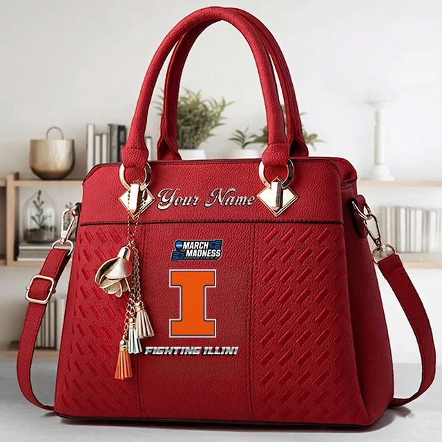 VIRAL EDITON - NEW CUSTOMIZED NCAA MAM15 IFI IL FIGHTING ILLINI ZIP HANDBAG MULTICOLOR