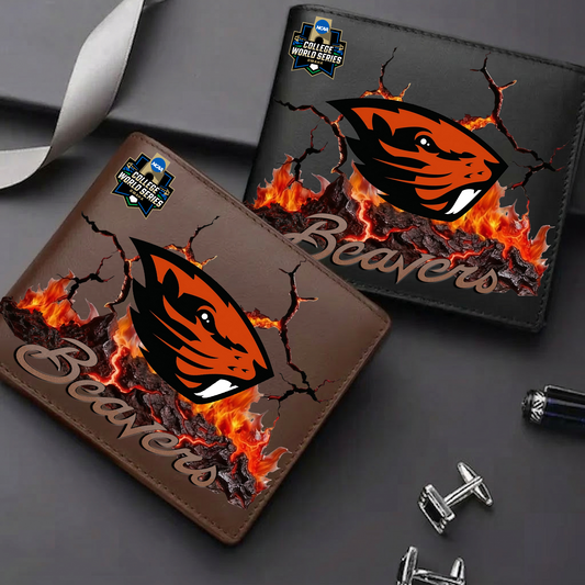 LIMITED EDITION - NEW CUSTOMIZED CWS NCAA15 OGB OG BEAVERS LEATHER WALLET