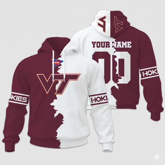 LIMITED EDITION - NEW CUSTOMIZED NCAA FBS15 VTH VG TECH HOKIES UNISEX HOODIE & ZIP HOODIE