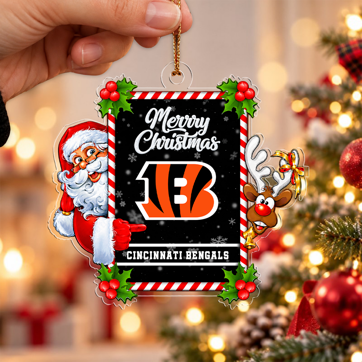 FINAL SALE - NEW CUSTOMIZED NFL16 CCB CINCINNATI BENGALS CHRISTMAS ACRYLIC ORNAMENT