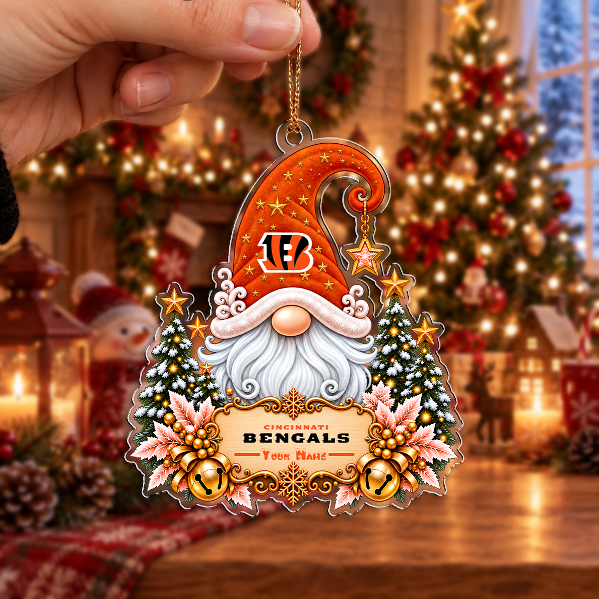 LIMITED EDITION - NEW CUSTOMIZED NFL16 CCB CINCINNATI BENGALS CHRISTMAS ACRYLIC ORNAMENT